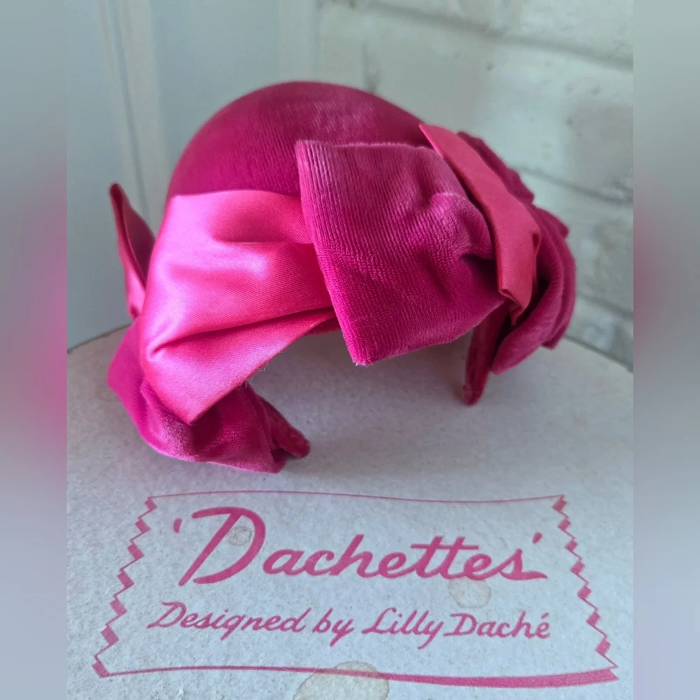 Vtg 1950s Lilly Daché Floral Calot Hat, Ribbon, Velvet, S/7 - Picture 8 of 15
